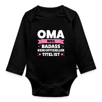 Oma Großmutter Großmütter Geschenk - Baby Bio-Langarm-Body - Schwarz - Vorne