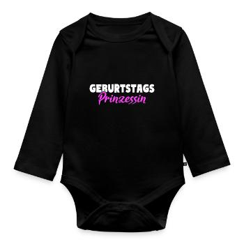 Geburtstags Prinzessin - Baby Bio-Langarm-Body - Schwarz - Vorne