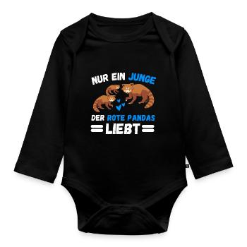 Chinesisches Tier Jungs Geschenk Roter Panda - Baby Bio-Langarm-Body - Schwarz - Vorne