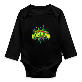Dortmund Allemagne Ville Pop Art Bande dessinée - Body Bébé bio manches longues - noir - Devant
