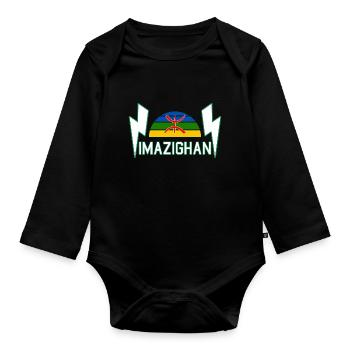 Amazigh Berber Symbol Marokko Algerien - Baby Bio-Langarm-Body - Schwarz - Vorne