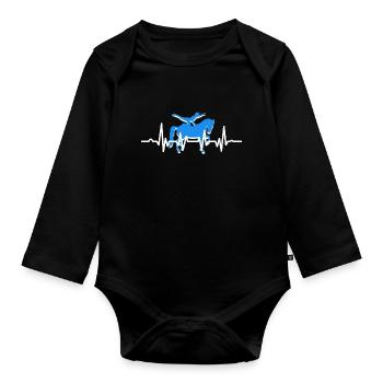Cheval Rythme Cardiaque, Équitation, t-shirt, chev - Body Bébé bio manches longues - noir - Devant