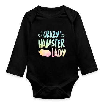 Crazy Hamster Lady Hamster Pet Animal Lover Hamste - Baby Bio-Langarm-Body - Schwarz - Vorne