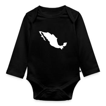 Drapeau de la carte du Mexique - Body Bébé bio manches longues - noir - Devant