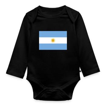 Argentina Flag Coat of arms - Organic Longsleeve Baby Bodysuit - black - Front