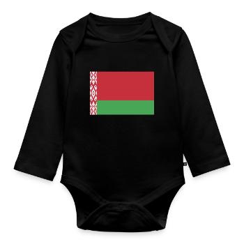 Armoiries du drapeau de la Biélorussie - Body Bébé bio manches longues - noir - Devant
