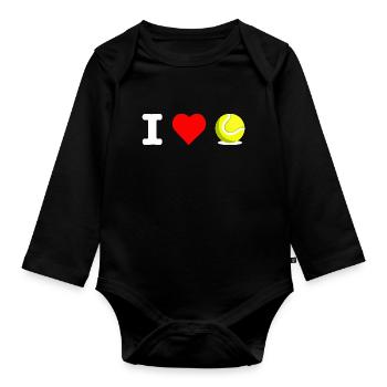 I LOVE PADEL - Geschenkspieler, Padel-Liebhaber - Baby Bio-Langarm-Body - Schwarz - Vorne