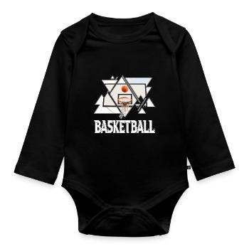 Basketball Basketballer Korb Sport Vintage Retro - Baby Bio-Langarm-Body - Schwarz - Vorne