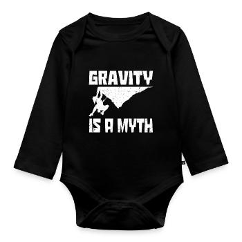 Gravity Is A Myth Rock Bouldering Rock Climbing Cl - Baby Bio-Langarm-Body - Schwarz - Vorne