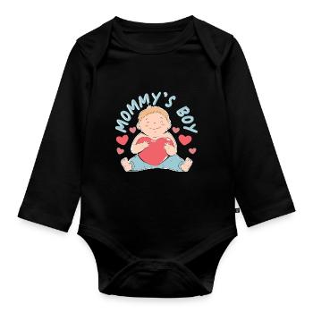 Mommys Boy - Baby Bio-Langarm-Body - Schwarz - Vorne