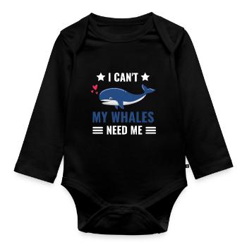 Je ne peux pas Ocean Animal Lovers Cadeau Baleine - Body Bébé bio manches longues - noir - Devant