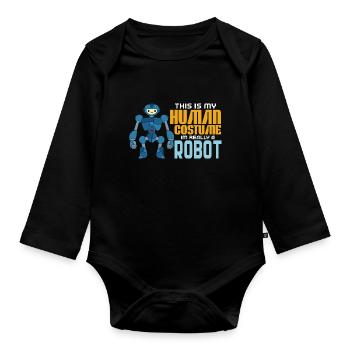 Roboter - Baby Bio-Langarm-Body - Schwarz - Vorne