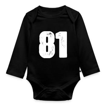 81 Zahl Trikot - Baby Bio-Langarm-Body - Schwarz - Vorne