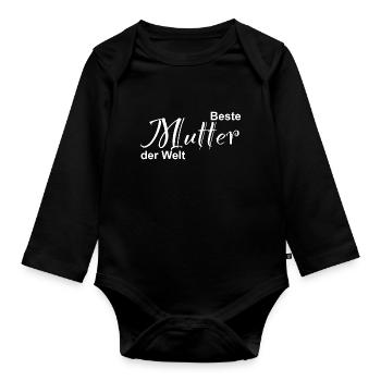 Beste Mutter der Welt - Baby Bio-Langarm-Body - Schwarz - Vorne