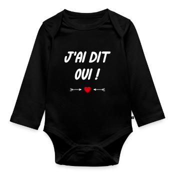 J'ai dit oui - Body Bébé bio manches longues - noir - Devant
