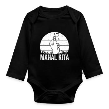Awesome Mahal Kita Pinoy Finger Heart For Filipino - Organic Longsleeve Baby Bodysuit - black - Front