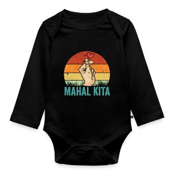 Vintage Mahal Kita Pinoy Finger Heart For Filipino - Organic Longsleeve Baby Bodysuit - black - Front