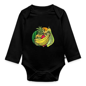 Summer Vitamins Fruit Fruits Refreshment Diet - Organic Longsleeve Baby Bodysuit - black - Front