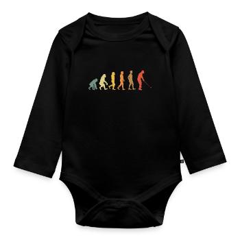 Golf Evolution vitage retro - Baby Bio-Langarm-Body - Schwarz - Vorne