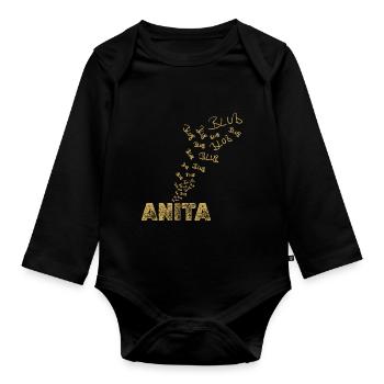 Fishing Anita - Organic Longsleeve Baby Bodysuit - black - Front