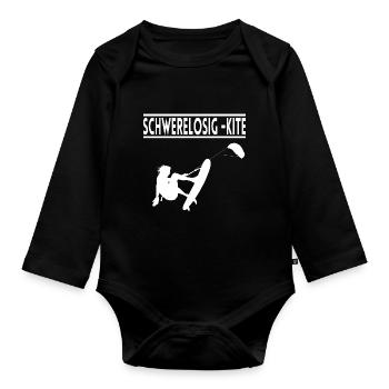 Schwerelosigkeit Kitesurfen Kiten für Kiter - Baby Bio-Langarm-Body - Schwarz - Vorne
