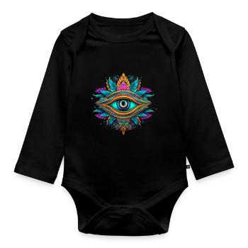 Design Element Eye Neon Tribal - Body Bébé bio manches longues - noir - Devant