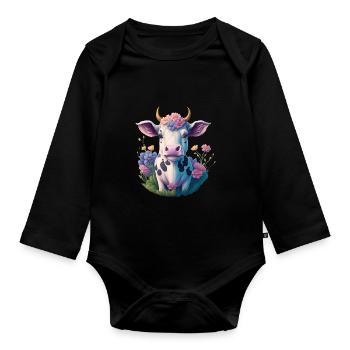 Kuh - Baby Bio-Langarm-Body - Schwarz - Vorne
