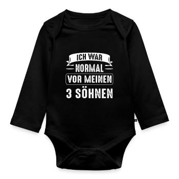 Papa 3 Söhne Papas Geschenk - Baby Bio-Langarm-Body - Schwarz - Vorne