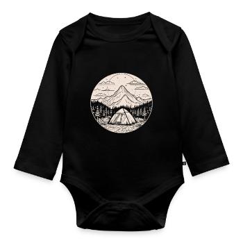Camping Camping Mountains Nature Outdoor Leisure Holidays - Organic Longsleeve Baby Bodysuit - black - Front