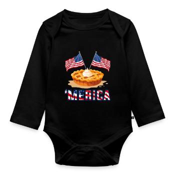 4. Juli Pie Amerika - Baby Bio-Langarm-Body - Schwarz - Vorne