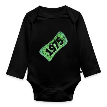 1975 - Organic Longsleeve Baby Bodysuit - black - Front