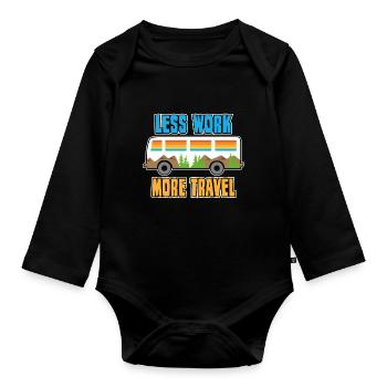 Vacances Voyage Avion Soleil Mer Plage - Body Bébé bio manches longues - noir - Devant