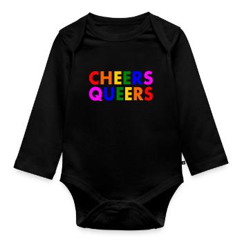 Cheers queers - Organic Longsleeve Baby Bodysuit - black - Front