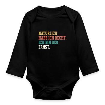 Ernst Lustiger Spruch Vorname Name Ernst - Baby Bio-Langarm-Body - Schwarz - Vorne