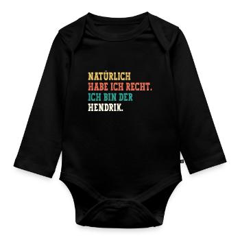 Hendrik Lustiger Spruch Vorname Name Hendrik - Baby Bio-Langarm-Body - Schwarz - Vorne