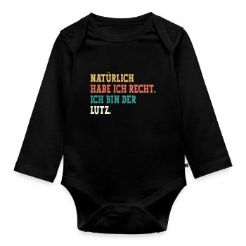 Lutz Lustiger Spruch Vorname Name Lutz - Baby Bio-Langarm-Body - Schwarz - Vorne