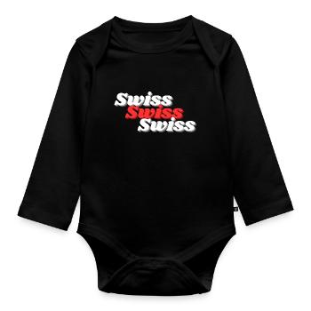 Swiss - 3-fache Ausführung - Baby Bio-Langarm-Body - Schwarz - Vorne