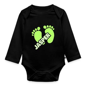 Fußabdruck Jasper - Baby Bio-Langarm-Body - Schwarz - Vorne