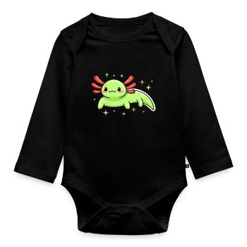 Axolotl fluorescent vert pour les fans d’axolotl - Body Bébé bio manches longues - noir - Devant