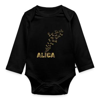 Geschenk für Alica - Baby Bio-Langarm-Body - Schwarz - Vorne