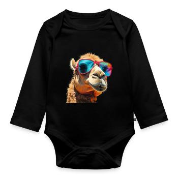 Kamel - Baby Bio-Langarm-Body - Schwarz - Vorne