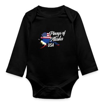 Filipinos of Alaska Design für stolze Fil-Ams - Baby Bio-Langarm-Body - Schwarz - Vorne
