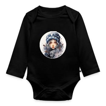niedliches Wintermädchen - Baby Bio-Langarm-Body - Schwarz - Vorne