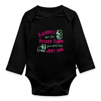 Les Australiens sont comme des croustilles - roses - Body Bébé bio manches longues - noir - Devant