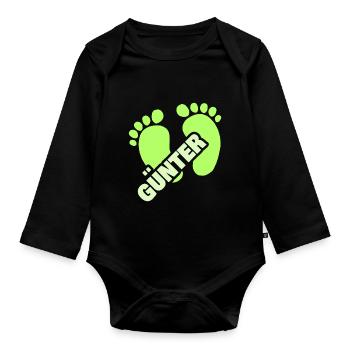 Scott - Organic Longsleeve Baby Bodysuit - black - Front