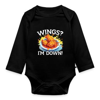 Buffalo Wings Foodie Cuisine Américaine Poulet - Body Bébé bio manches longues - noir - Devant