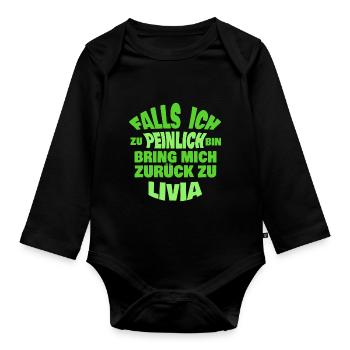 Livia als Jungesellenabschied - Baby Bio-Langarm-Body - Schwarz - Vorne