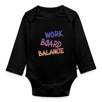 Snowboard, Work Board Balance - Baby Bio-Langarm-Body - Schwarz - Vorne