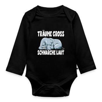 Träume Gross Schnarche Laut für einen Elefanten - Baby Bio-Langarm-Body - Schwarz - Vorne