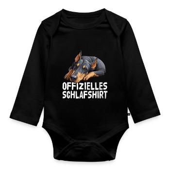 Offizieles Schlafshirt Doberman - Baby Bio-Langarm-Body - Schwarz - Vorne